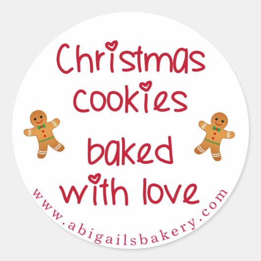 Kerstkoekjes met liefdesbrood ronde sticker (Voorkant)