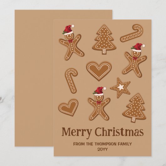 kerstkoekjes met ontbijt op bruin brood feestdagenkaart (Voorkant / Achterkant)