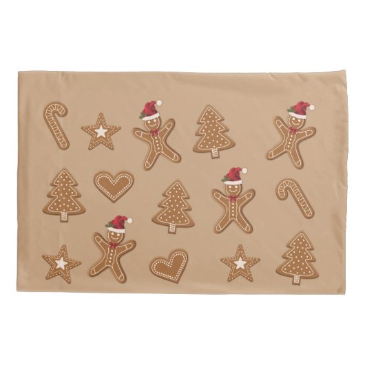 kerstkoekjes met ontbijt op bruin brood kussensloop (Achterkant-Links)