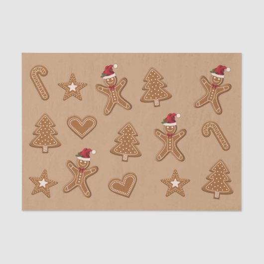 kerstkoekjes met ontbijt op bruin brood tissuepapier (Voorkant)