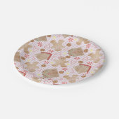 Kerstkoekjes met roze streep papieren bordje (Gekanteld)