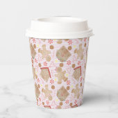 Kerstkoekjes met roze stripe papierbekertjes papieren bekers (Achterkant)