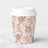 Kerstkoekjes met roze stripe papierbekertjes papieren bekers (Voorkant)