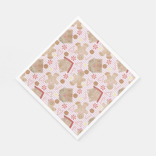 Kerstkoekjes met roze strippapieren servet (Hoek)