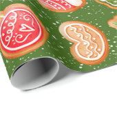 Kerstkoekjes met sneeuwachtergrond cadeaupapier (Rol Hoek)