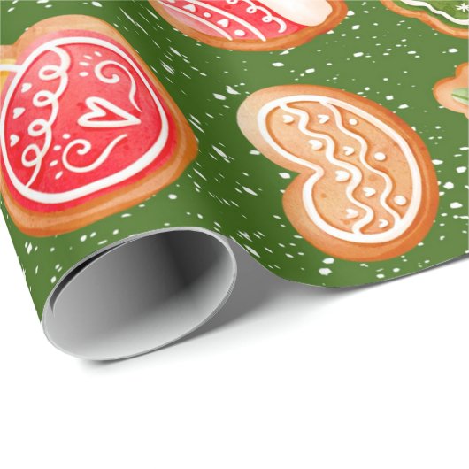Kerstkoekjes met sneeuwachtergrond cadeaupapier (Rol Hoek)