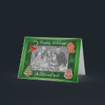 kerstkoekjes met snoepjes voor feestdagen<br><div class="desc">Kerstkoekjes en een snoepriet met een rode kerstfeestdag fotokaart. Ik heb een speciale sjabloon voor u geplaatst om uw eigen bericht toe te voegen, of die optie te schrappen om leeg te verlaten. U kunt om het even welke tekst in de sjabloon veranderen of toevoegen, of op Aanpassen klikken om...</div>