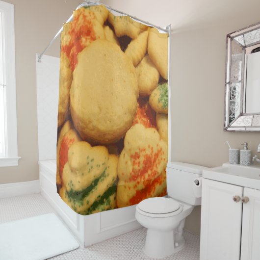 Kerstkoekjes met suikerprinsjes douchegordijn (In situ)