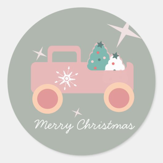  kerstkoekjes met Truck Groovy Ronde Sticker (Voorkant)