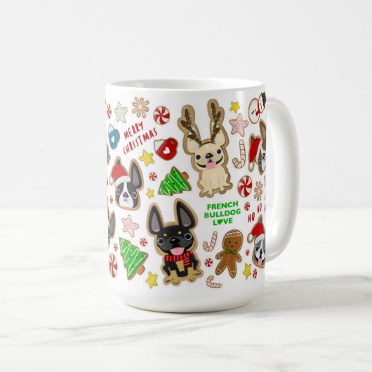 Kerstkoekjes Mok van de Franse Bulldog Love (Voorkant rechts)