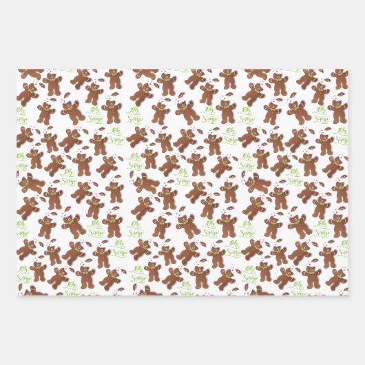 Kerstkoekjes Oh Snap Gingerbrood man Pattern Inpakpapier Vel (Voorkant 3)