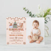 Kerstkoekjes Onederful Verjaardagsfeestfoto Kaart (Staand voorkant)