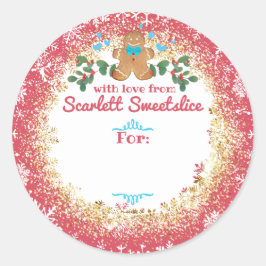 kerstkoekjes, ontbijtkoek bakkerij ronde sticker