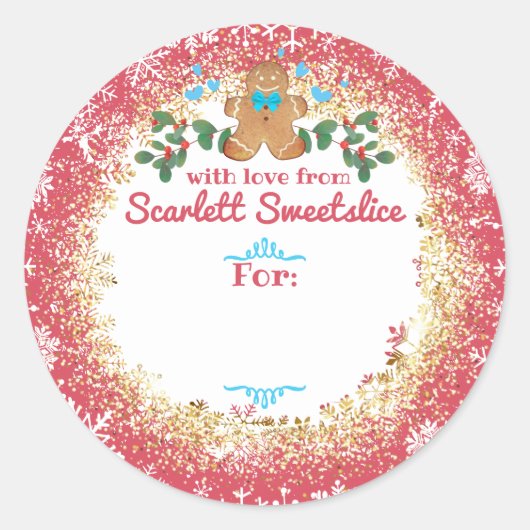 kerstkoekjes, ontbijtkoek bakkerij ronde sticker (Voorkant)