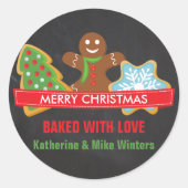 Kerstkoekjes op Chalkboard Ronde Sticker (Voorkant)