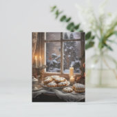 Kerstkoekjes op een besneeuwde dag briefkaart (Staand voorkant)