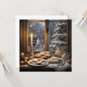 Kerstkoekjes op een besneeuwde dag kaart (Voorkant / Achterkant in situ)