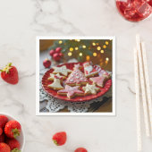 Kerstkoekjes op een rood Bord Servet (Insitu)