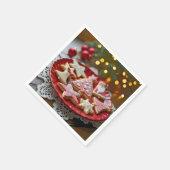 Kerstkoekjes op een rood Bord Servet (Hoek)