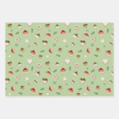 Kerstkoekjes op groen en roze inpakpapier vel (Voorkant 3)