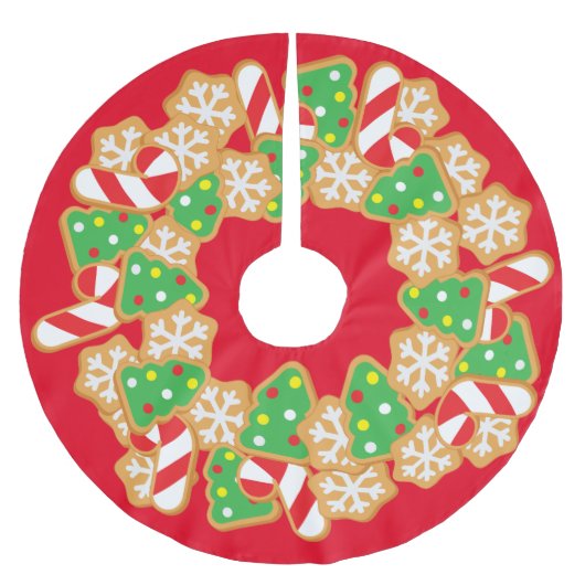 Kerstkoekjes op rood kerstboom rok (Voorkant)