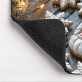 Kerstkoekjes op rustiek hout muismat (Hoek)