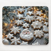 Kerstkoekjes op rustiek hout muismat (Voorkant)