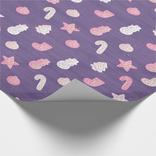 Kerstkoekjes Paarse Cadeaupapier (Hoek)