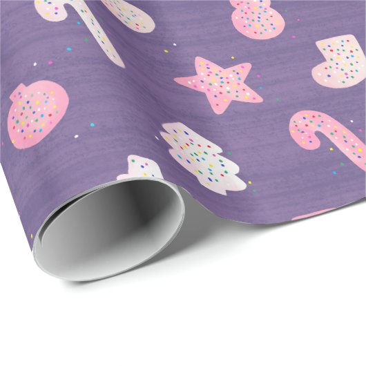 Kerstkoekjes Paarse Cadeaupapier (Rol Hoek)