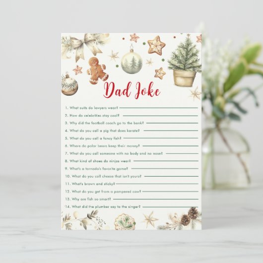 Kerstkoekjes Pap Joke Baby shower Game Kaart (Staand voorkant)