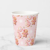 Kerstkoekjes peperkoek man roze kerst papieren bekers (Achterkant)