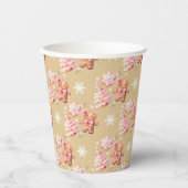 Kerstkoekjes peperkoek man roze kerst papieren bekers (Voorkant)