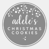 Kerstkoekjes Persoonlijk Grijs Ronde Sticker (Voorkant)