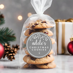 Kerstkoekjes Persoonlijk Grijs Ronde Sticker