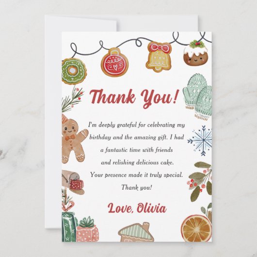 Kerstkoekjes plat bedankje bedankkaart (Voorkant)