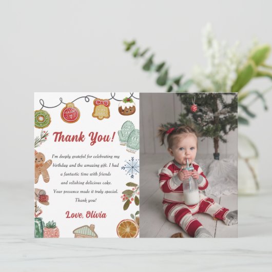 Kerstkoekjes plat Dank u kaart foto (Staand voorkant)