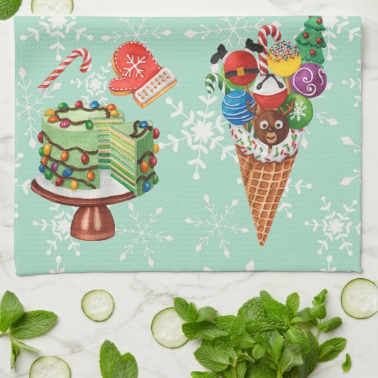 kerstkoekjes Poppen Snowflake Dish Theedoek (Gevouwen)