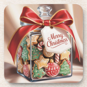 Kerstkoekjes pot Plastic Onderzetter Set