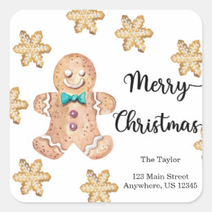 Kerstkoekjes Prettig kerstfeest Retouradres Vierkante Sticker