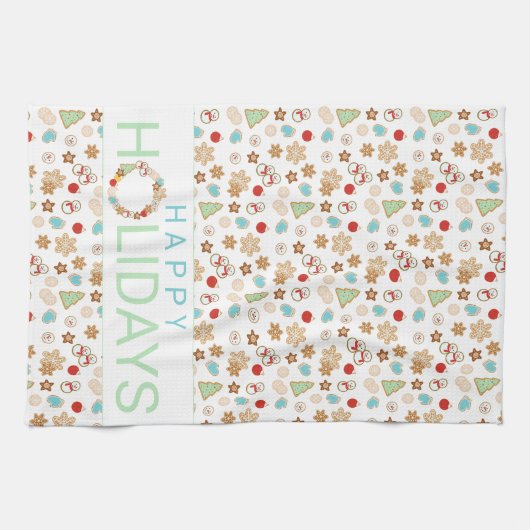 Kerstkoekjes Prettige feestdagen Theedoek (Horizontaal)