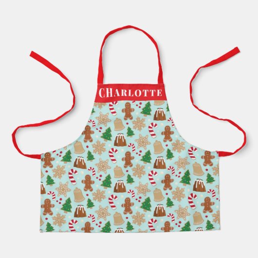 Kerstkoekjes pudding vakantie bakken Kinder naam Schort (Voorkant)