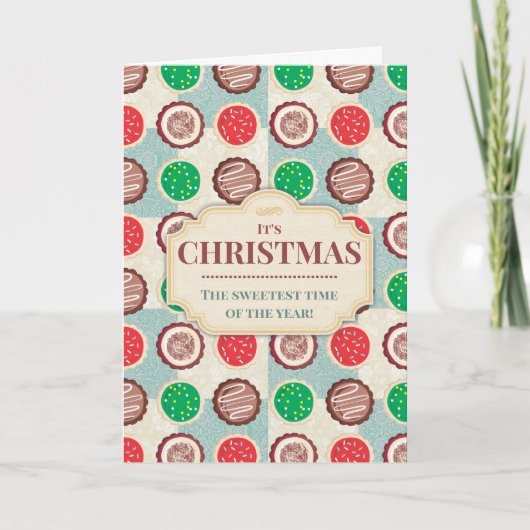 Kerstkoekjes quilt "zelfgemaakt door bakken" feestdagen kaart (Voorkant)