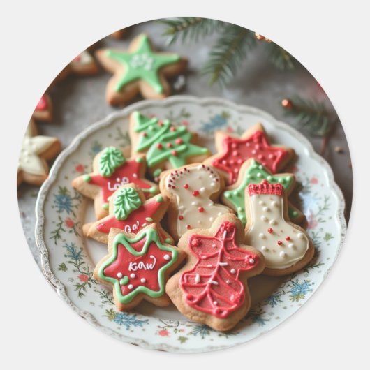 kerstkoekjes ronde sticker (Voorkant)