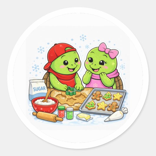 Kerstkoekjes Ronde Sticker (Voorkant)