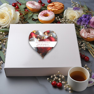 Kerstkoekjes Rood Zilver Glitter Versiering Hart Sticker