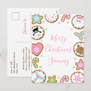 Kerstkoekjes Roze en Groen Prettig Kerstfeest Feestdagenkaart