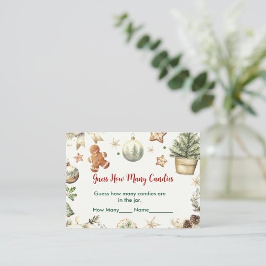 Kerstkoekjes Santa raad hoeveel Snoepjes Informatiekaartje (Staand voorkant)