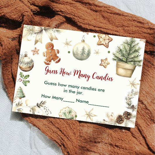 Kerstkoekjes Santa raad hoeveel Snoepjes Informatiekaartje