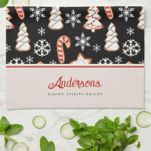 Kerstkoekjes Sneeuwvlokken Monogram Theedoek