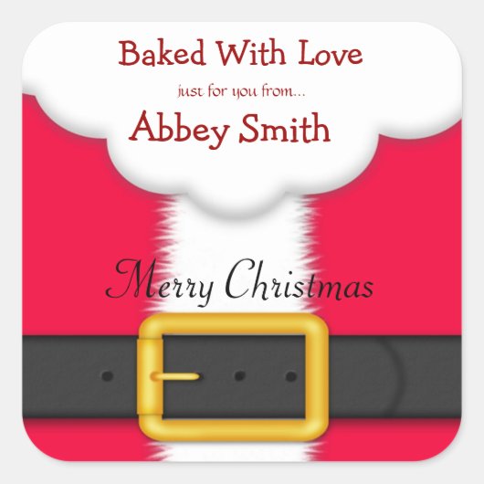 Kerstkoekjes, Snoep, en Behandelingen, Santa Stick Vierkante Sticker (Voorkant)